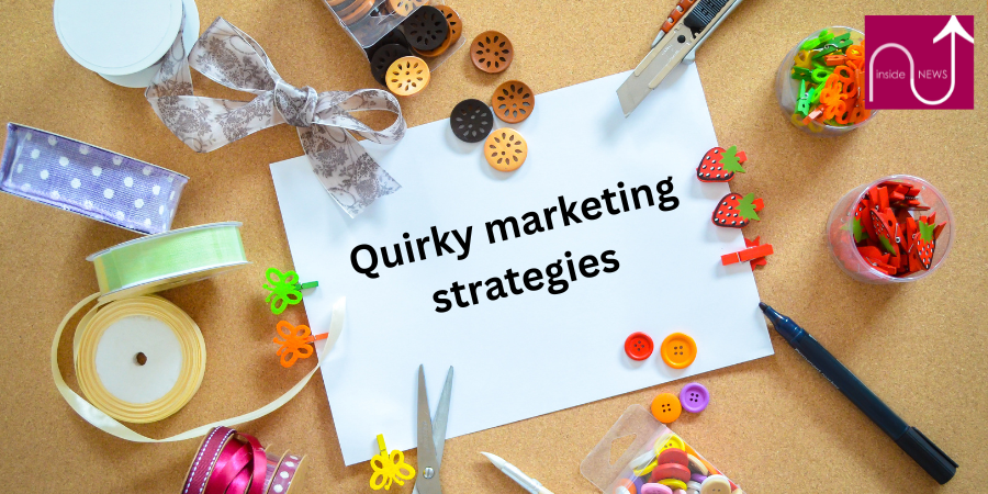 quirky marketing strategies on white paper surrounded by creative arts