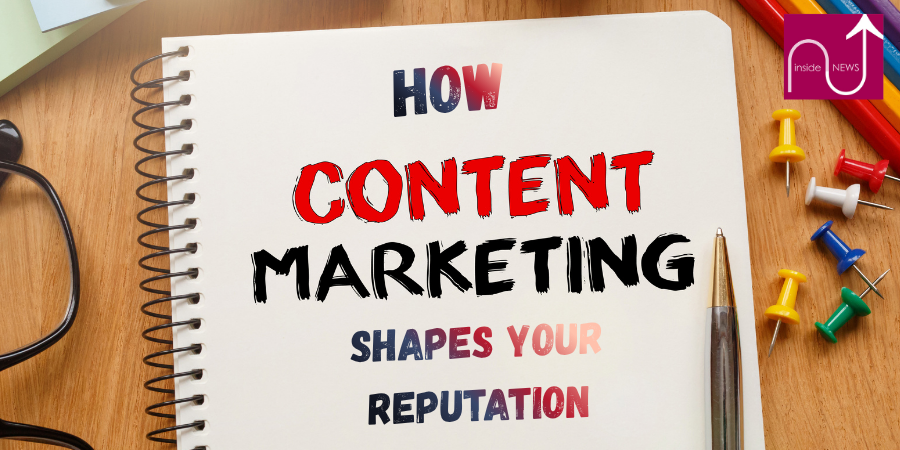 content marketing on front page of notebook