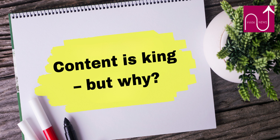 Content is king written on a notepad