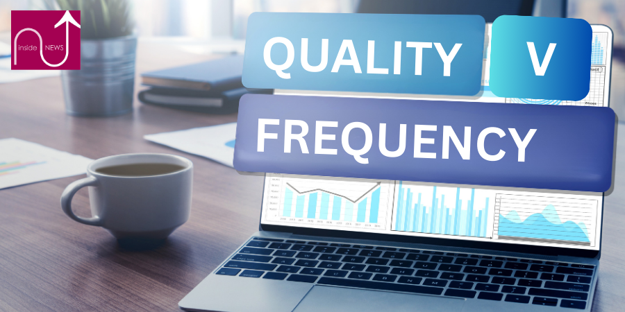quality v frequency on banner over laptop screen