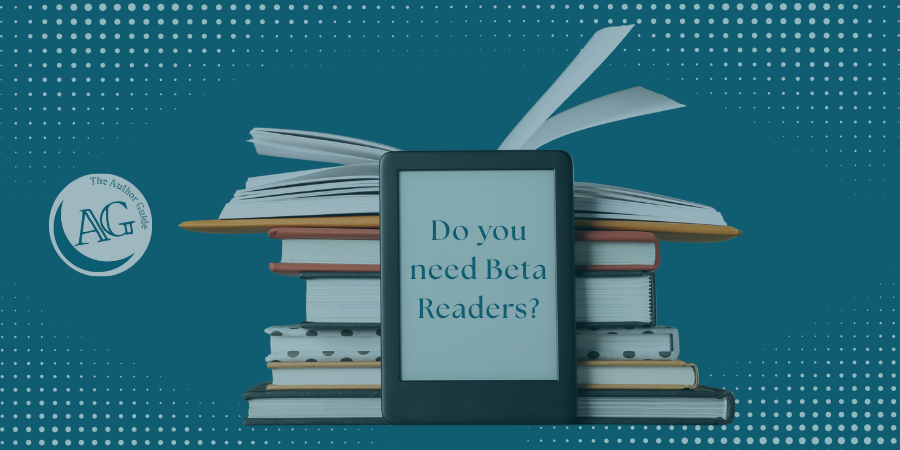 Tablet in front of books saying Do you need Beta Readers?